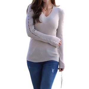 Christopher Fischer | Kayleen | Rib Vneck Lace Slv